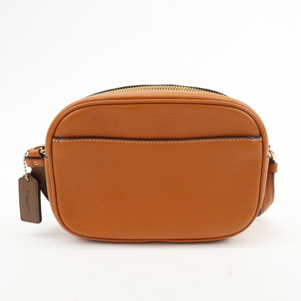 COACH Logo Leather Shoulder Bag Crossbody Bag Camel Brown