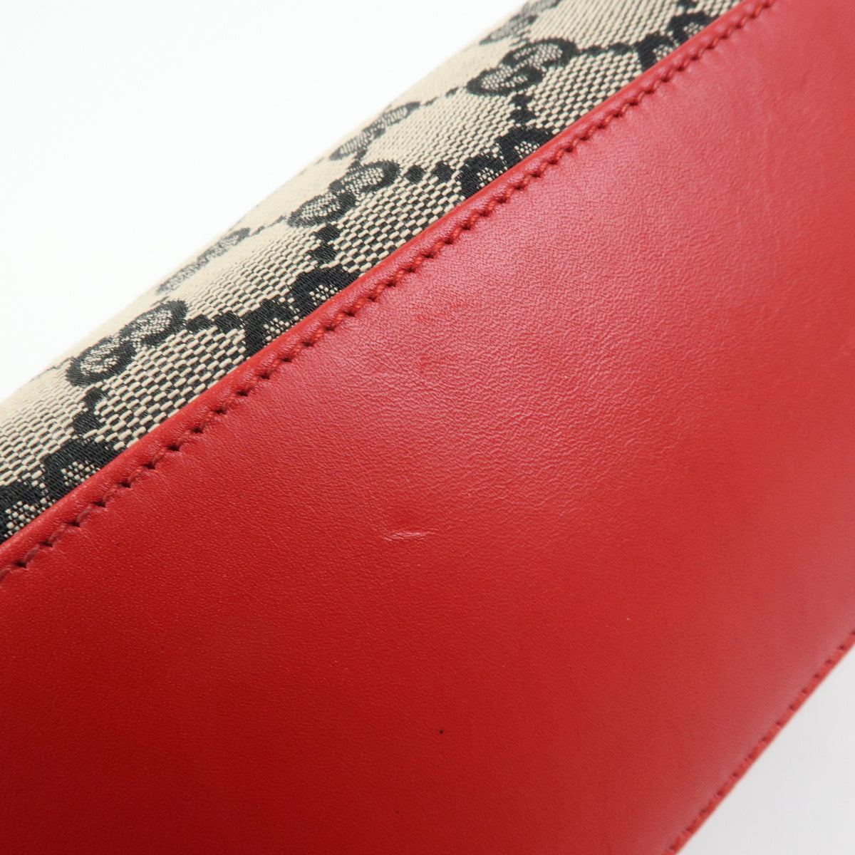 GUCCI GG Canvas Leather Tote Bag Hand Bag Beige Red 002・1119