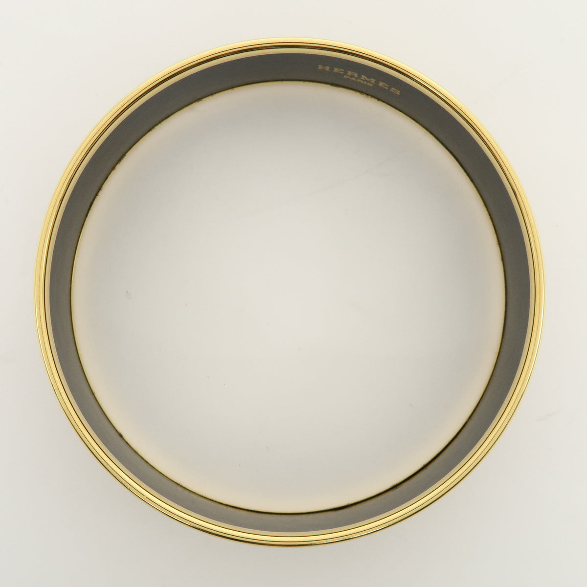 HERMES Email MM Gold Plated Metal Bracelet Bangle Gold Red
