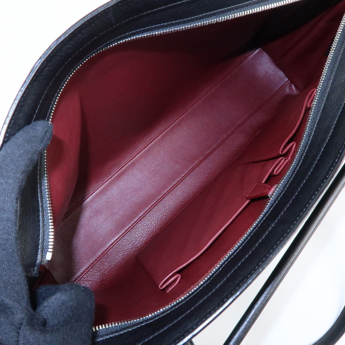 Cartier Cabochon Leather Tote Bag Shoulder Bag Hand Bag Black