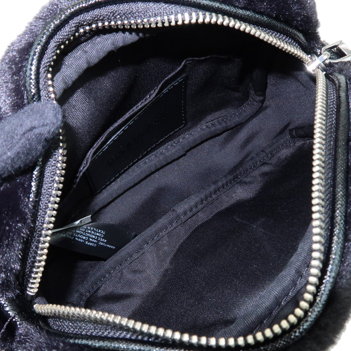 MARC JACOBS THE PLUSH SNAPSHOT Faux Fur Studs 2Way Bag Hand Bag Black