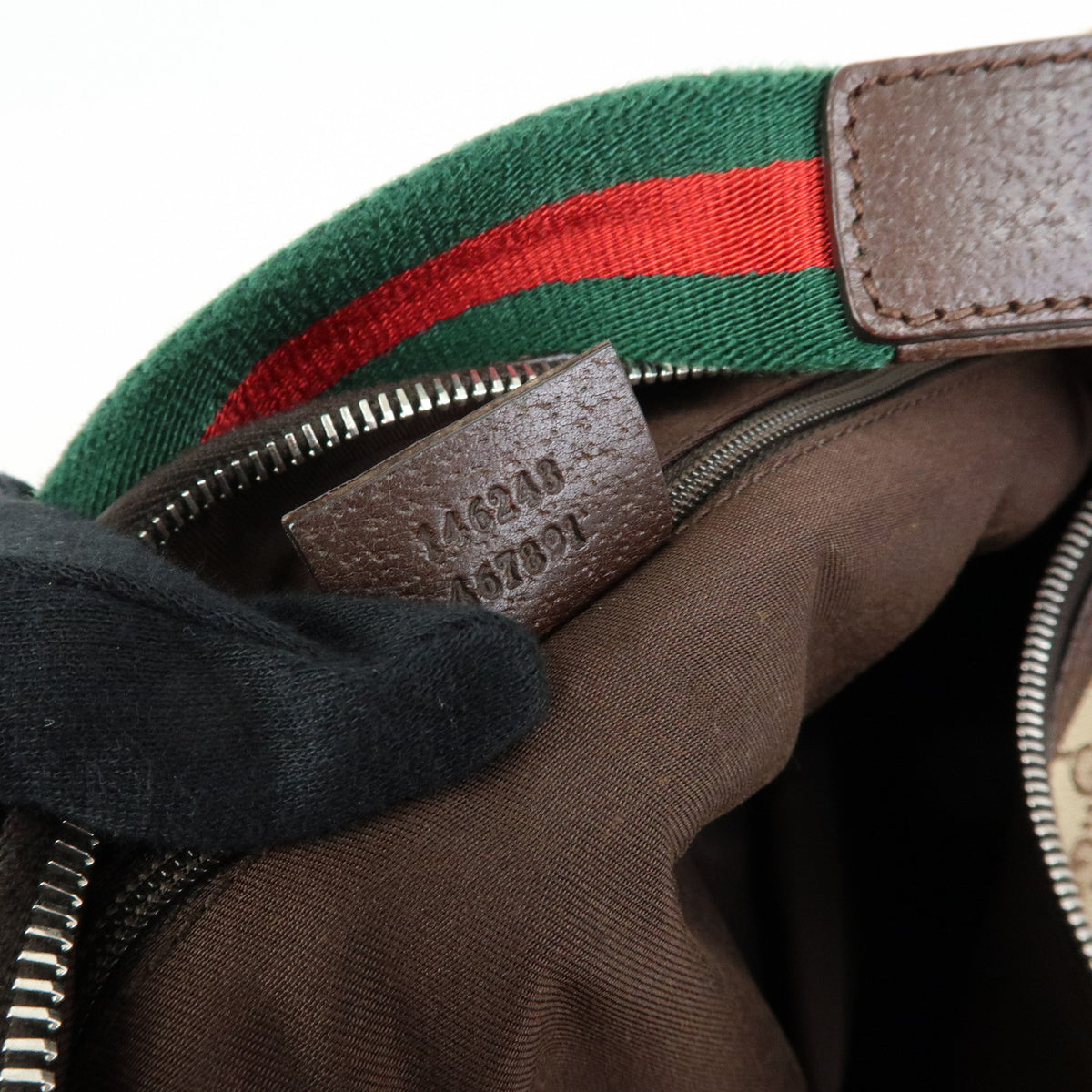 GUCCI Sherry GG Canvas Leather Shoulder Bag Hand Bag Beige Brown 146243