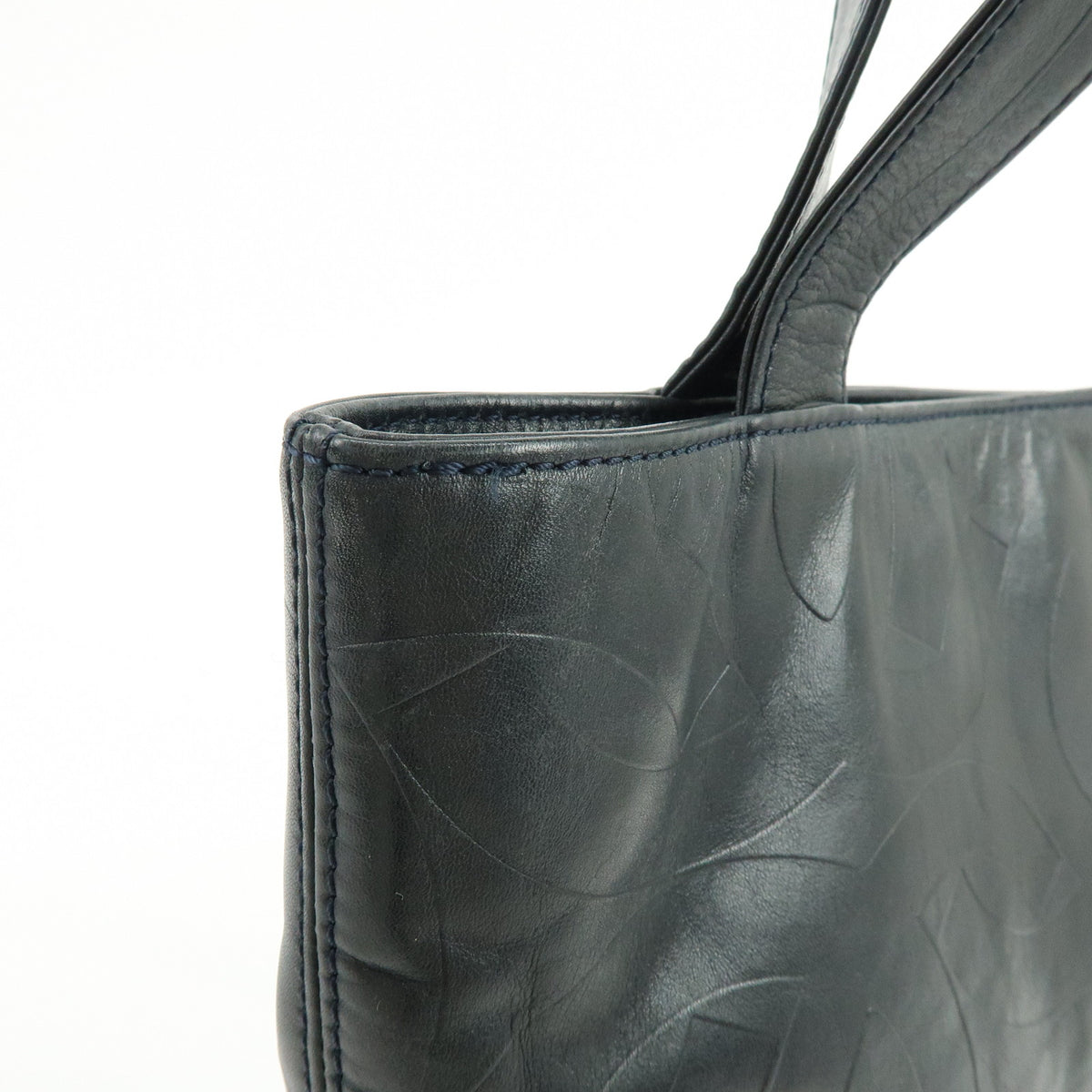 CHANEL COCO Mark Calf Leather Tote Bag Hand Bag Black
