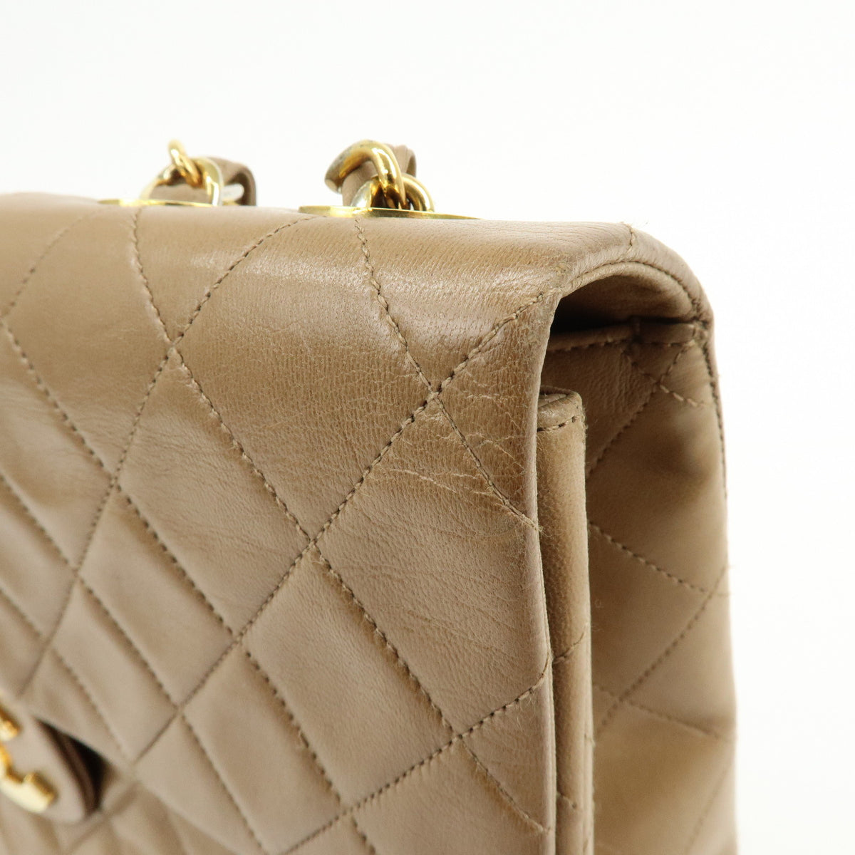 CHANEL Jumbo Matelasse 34 Lamb Skin Shoulder Bag Hand Bag Brown A01094