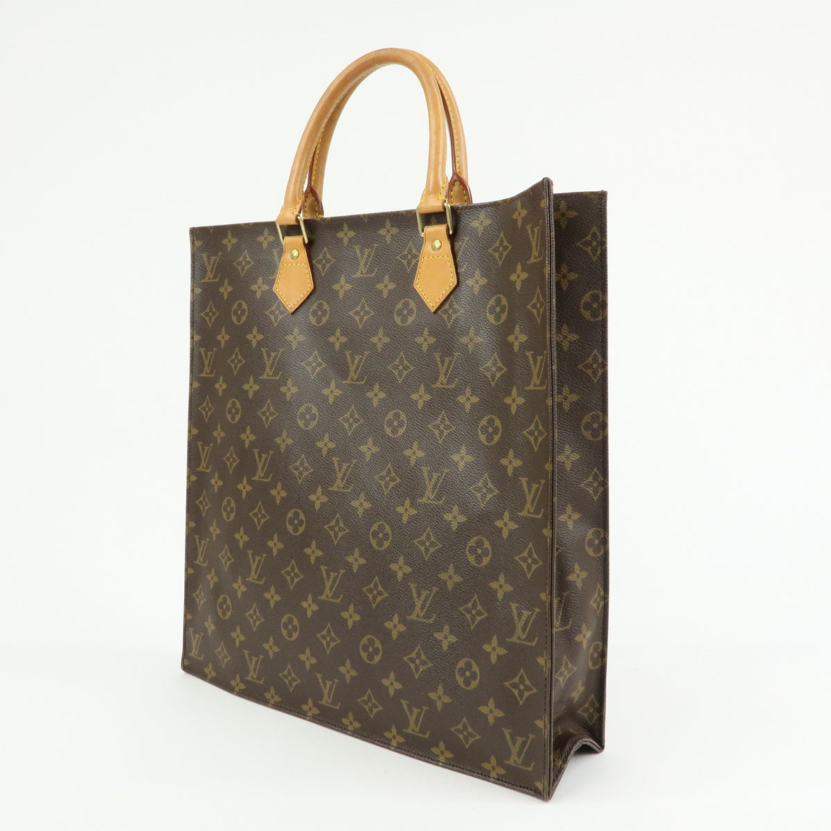 Louis Vuitton Monogram Sac Plat Tote Bag Hand Bag Brown M51140