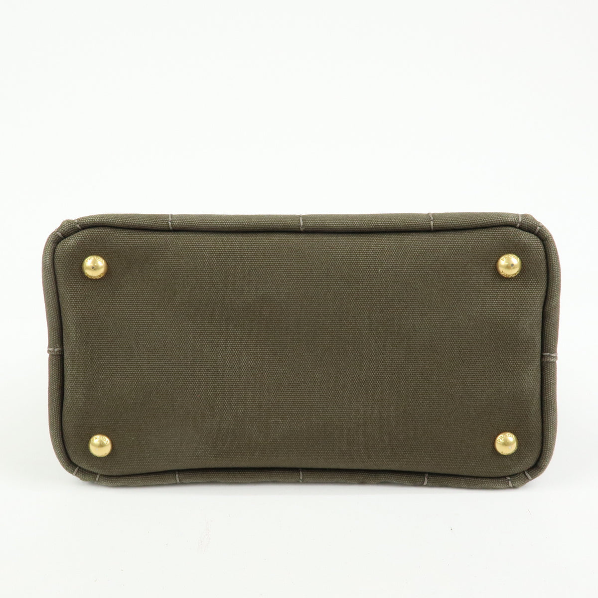 PRADA Triangle Logo Canapa Mini Canvas Tote Bag Hand Bag Khaki BN2439