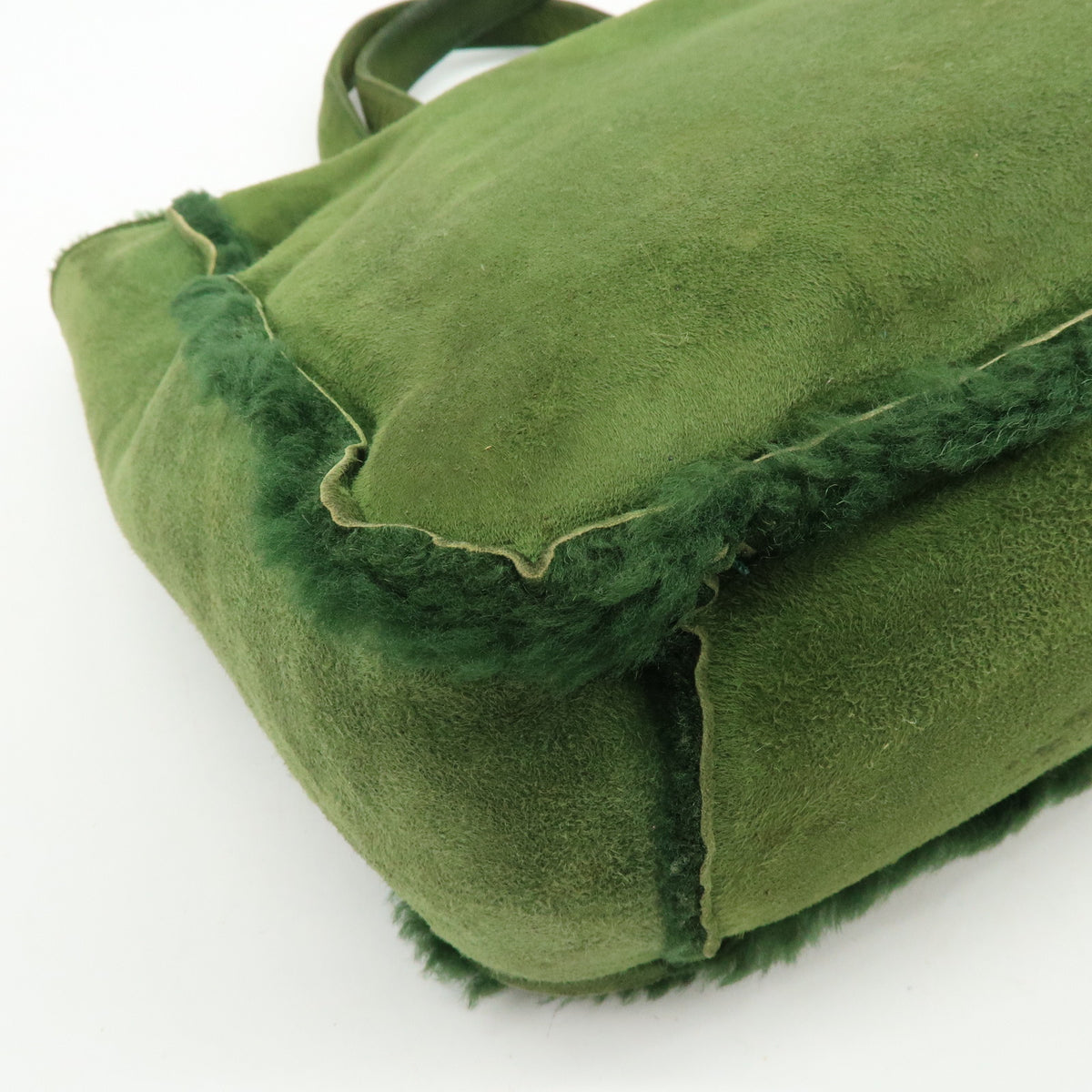 CHANEL Suede Mouton Tote Bag Hand Bag Green