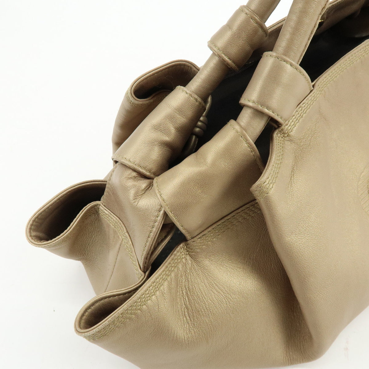 LOEWE Anagram Nappa Aire Leather Hand Bag Tote Bag Gold
