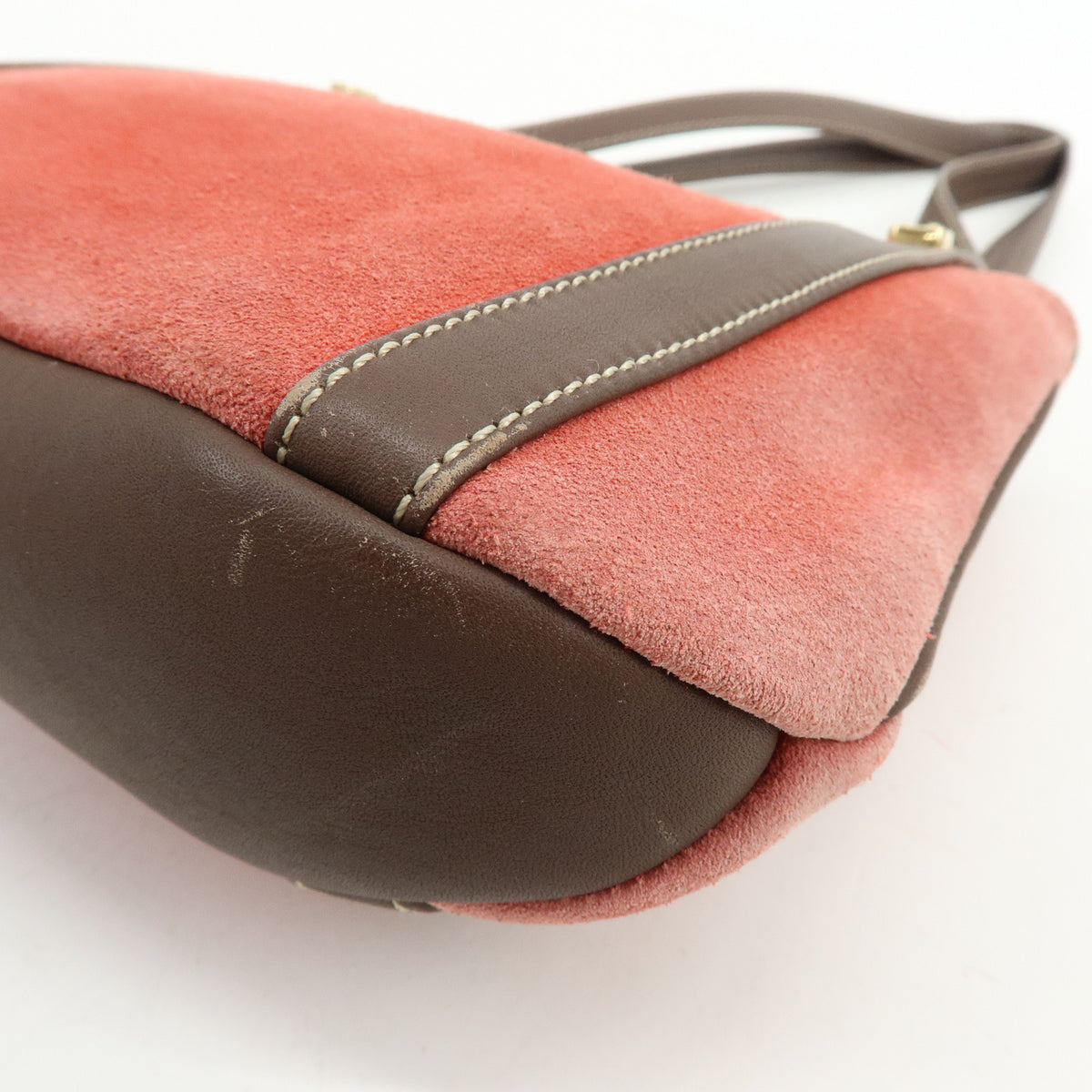 LOEWE Anagram Suede Leather Mini Hand Bag Tote Shoulder Bag Red