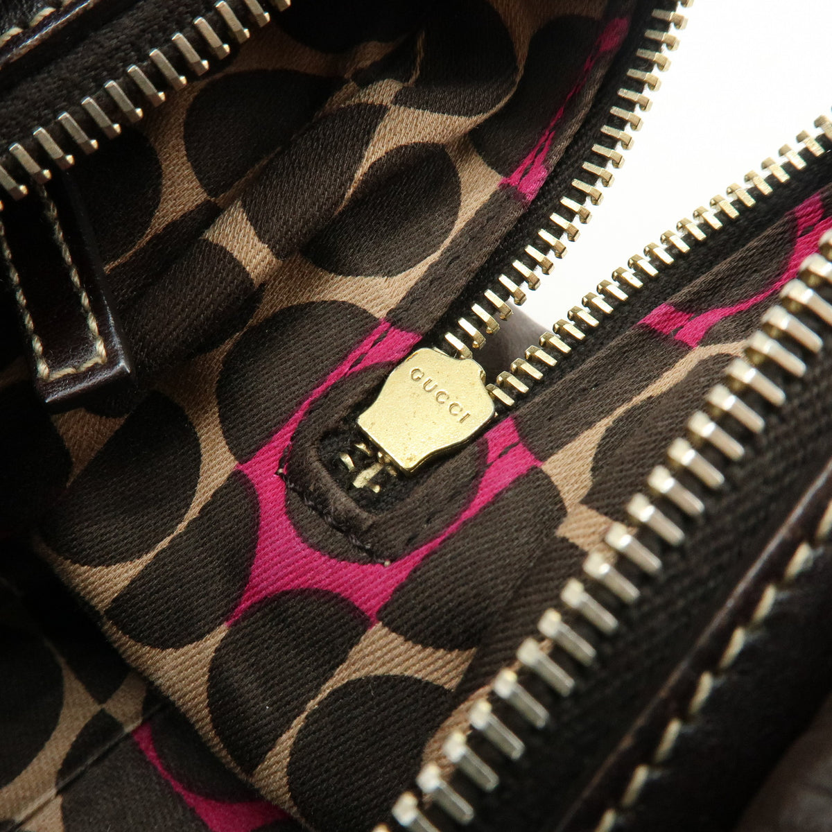 GUCCI Duchessa Leather Mini Boston Bag Hand Bag Dark Brown 181487