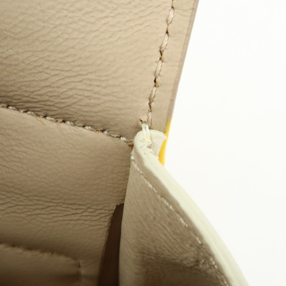 Ferragamo Gantini Leather 2Way Hand Bag Shoulder Bag Yellow Beige White