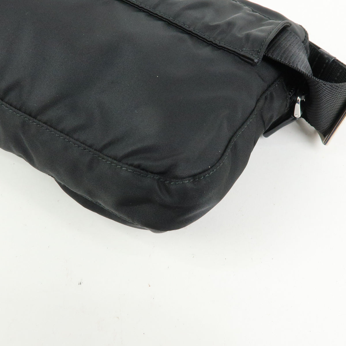 PRADA Triangle Logo Nylon Leather Waist Bag Body Bag Black BM0008