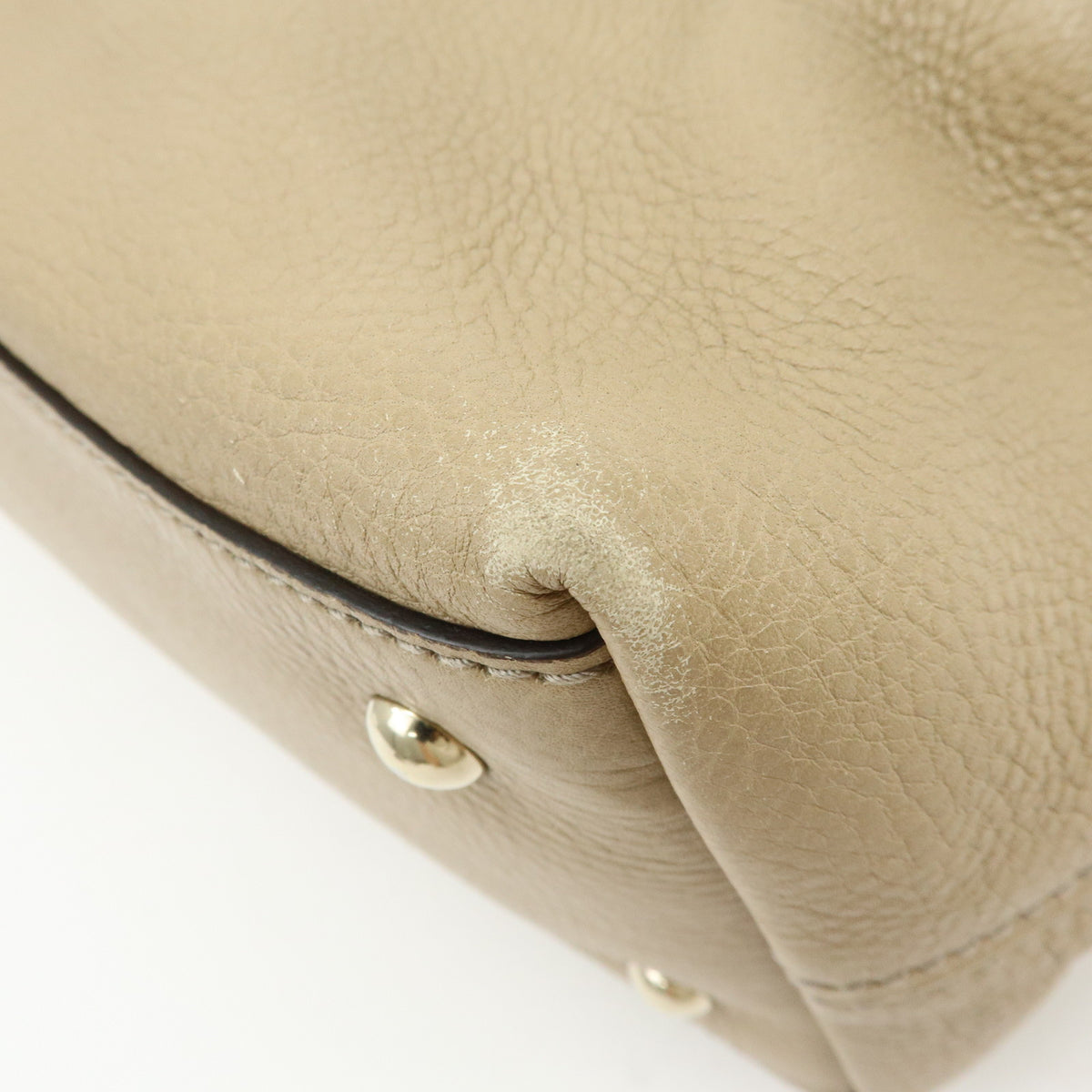 GUCCI SOHO Interlocking G Leather Shoulder Bag Hand Bag Beige 308363