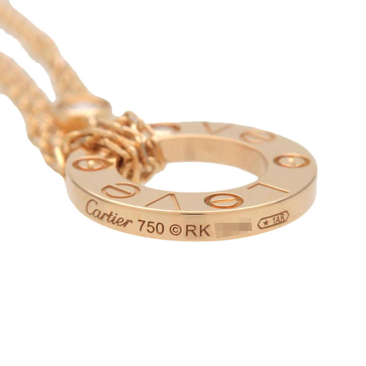 Cartier Love Circle 2P Diamond Necklace K18 750YG Yellow Gold