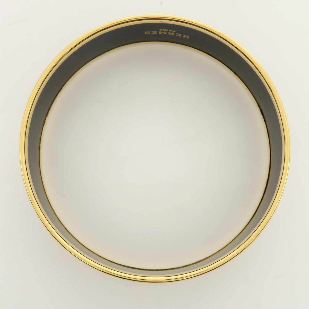 HERMES Email MM Gold Plated Metal Bracelet Bangle Gold Red