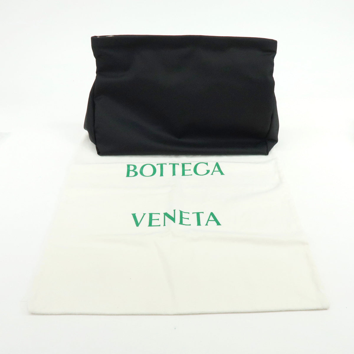 BOTTEGA VENETA Intorecciato Nylon Clutch Bag Flat Pouch Black