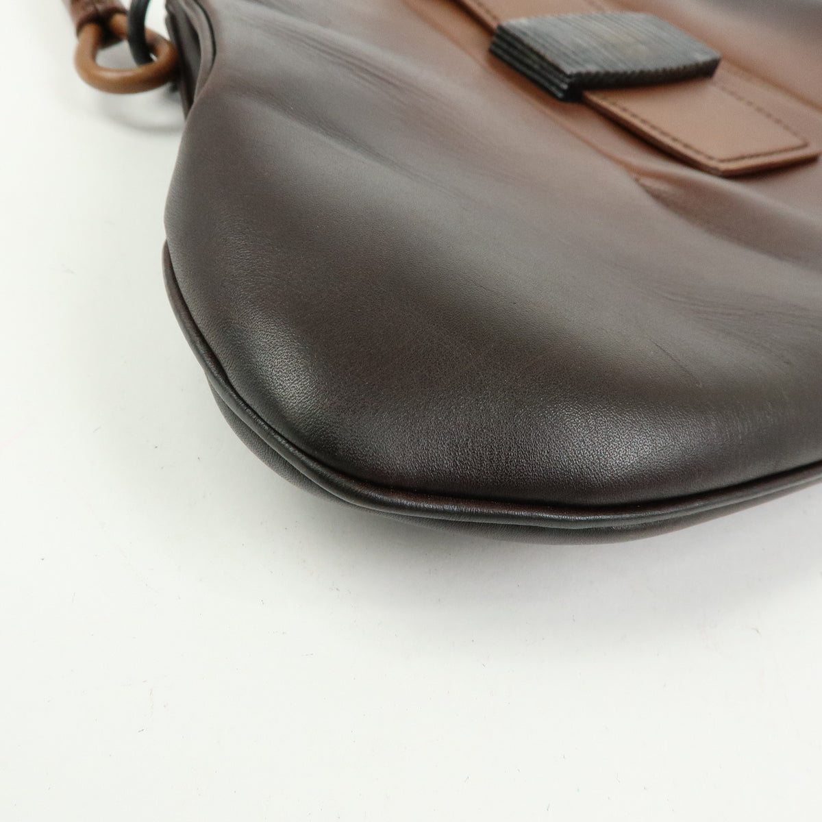 GUCCI Leather Wooden Clasp Shoulder Bag Hand Bag Gradation Brown 105374