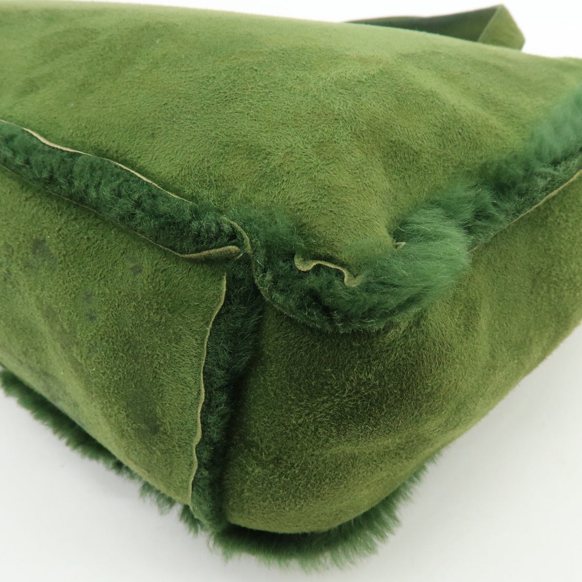 CHANEL Suede Mouton Tote Bag Hand Bag Green