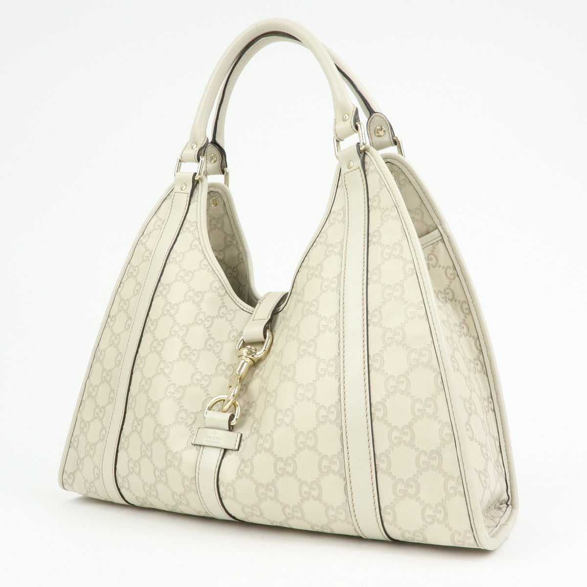 GUCCI Jackie Guccissima Leather Shoulder Bag Hand Bag Ivory 203494