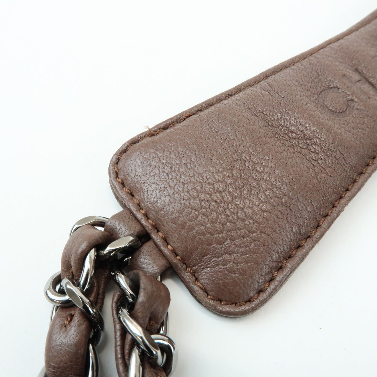 CHANEL 2.55 Mademoiselle Lock Lamb Skin Chain Shoulder Bag Brown
