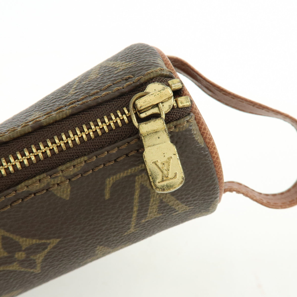 Louis Vuitton Monogram Trousse Ronde Pen Case Pouch Brown M47630