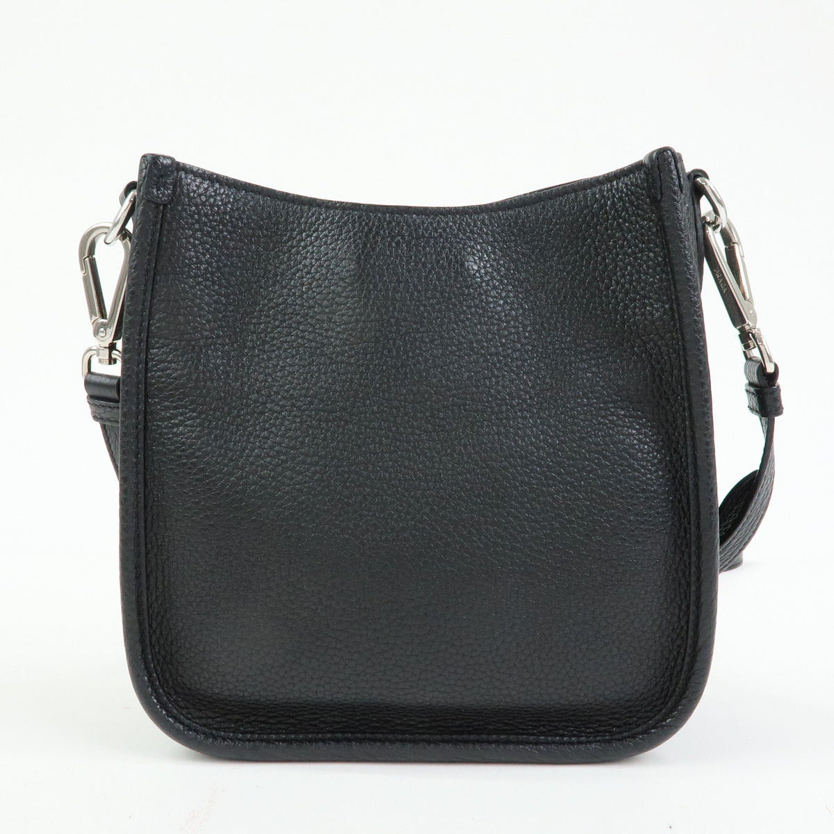 PRADA Triangle Logo Vitello Daino Leather Shoulder Bag Black 1BH191