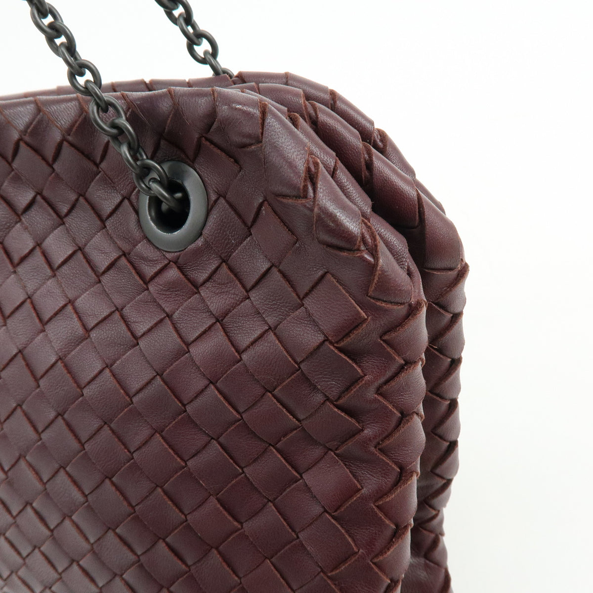 BOTTEGA VENETA intrecciato Leather Shoulder Bag Bordeaux Wine Red