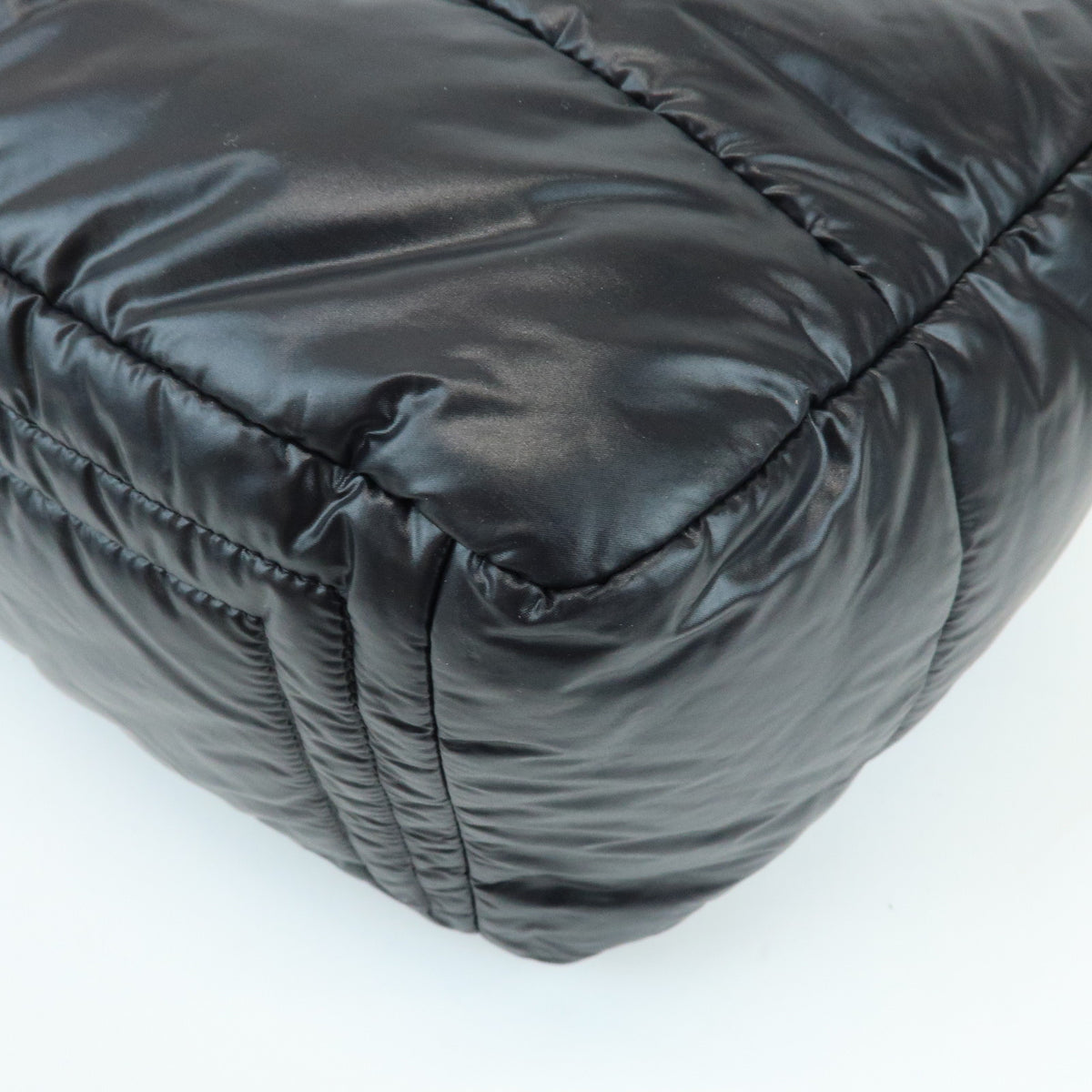 CHANEL COCO Cocoon Nylon Leather Boston Bag Hand Bag Black A47092