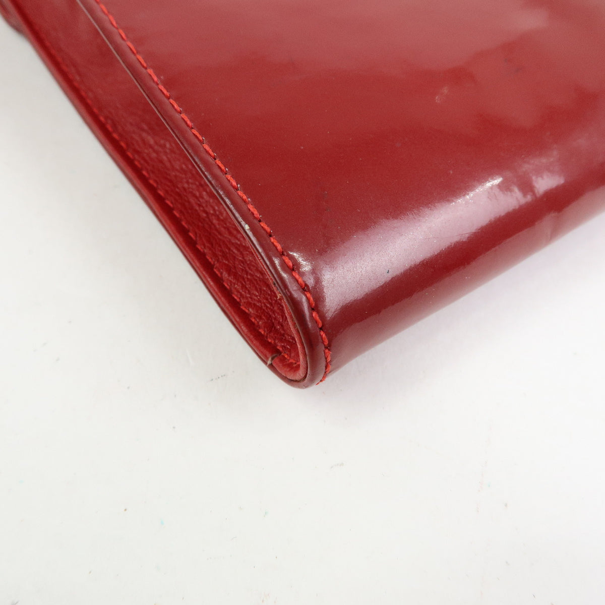 CHANEL COCO Mark Patent Leather Chain Shoulder Bag Phone Case Red Gold