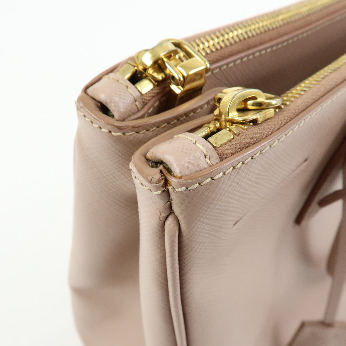 PRADA Triagnle Logo Galleria Saffiano Leather 2WAY Hand Bag Pink BN2274