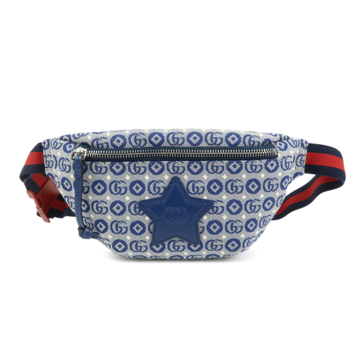 GUCCI Children's Canvas Leather Body Bag Waist Bag Blue 502095