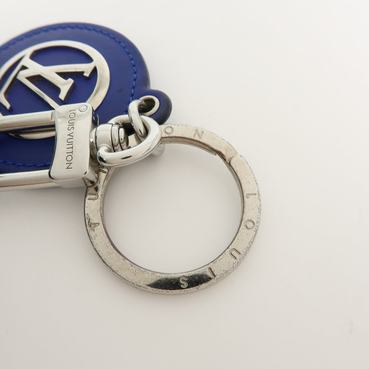 Louis Vuitton Porte Cles Padded Circle Leather Key Chain Blue M00744