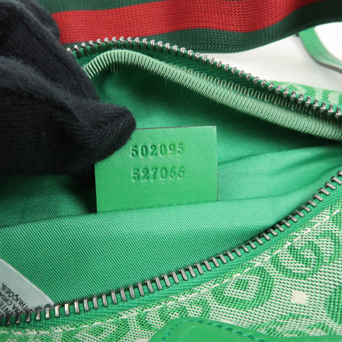 GUCCI Children's Canvas Leather Body Bag Waist Bag Green 502095