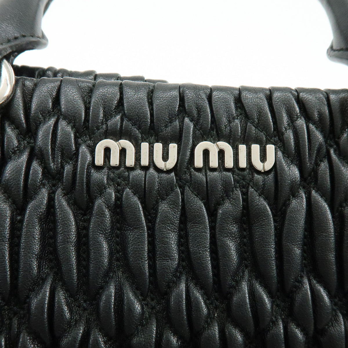 MIU MIU Matelasse Leataher 2Way Bag Hand Bag Shoulder Bag Black