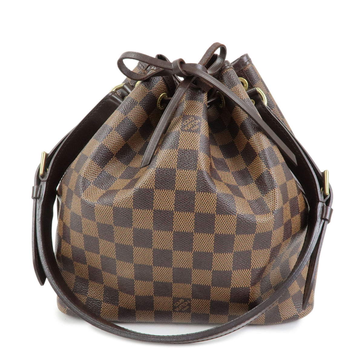 Louis Vuitton Damier Ebene Canvas Leather Petit Noe SPO Shoulder Bag