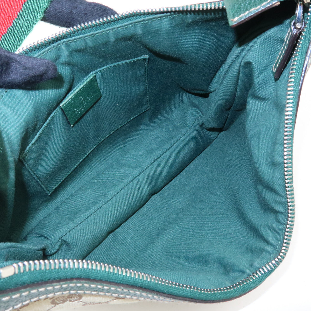 GUCCI Sherry GG Canvas Leather Shoulder Bag Beige Green Red 145812