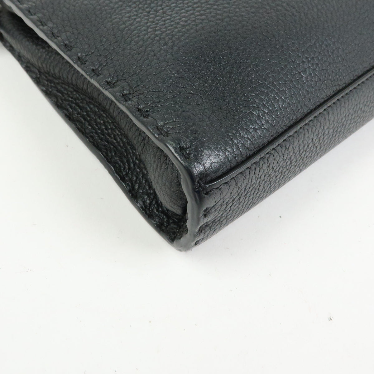 FENDI Peekaboo Seleria Calf Leather 2Way Hand Bag Black 7VA422