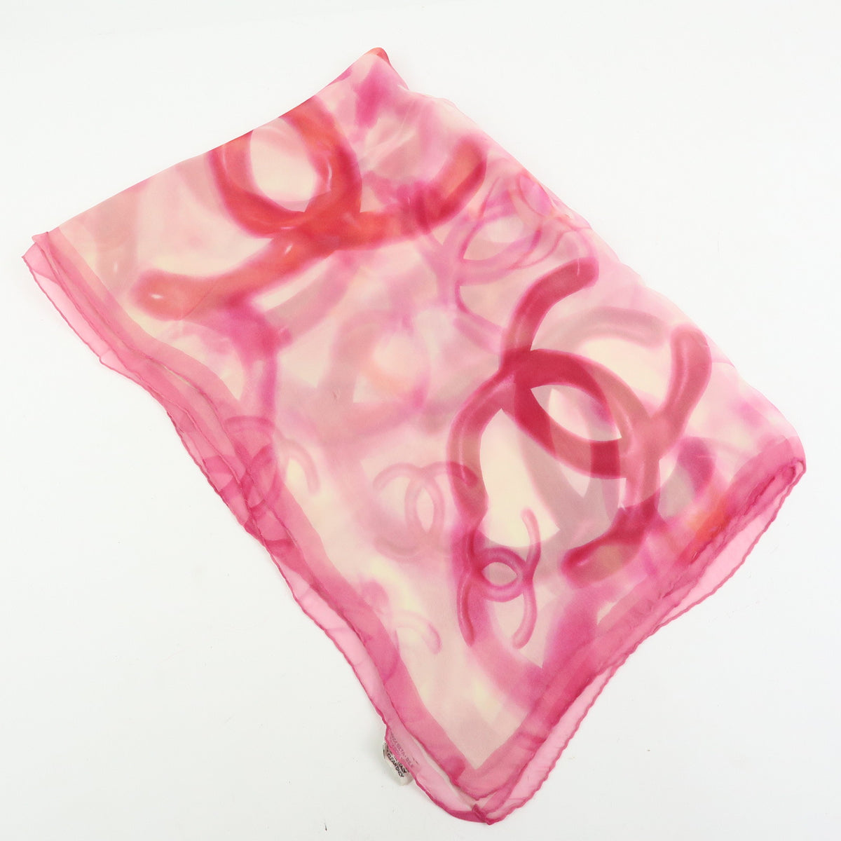CHANEL COCO Mark Silk 100% Scarf Pink