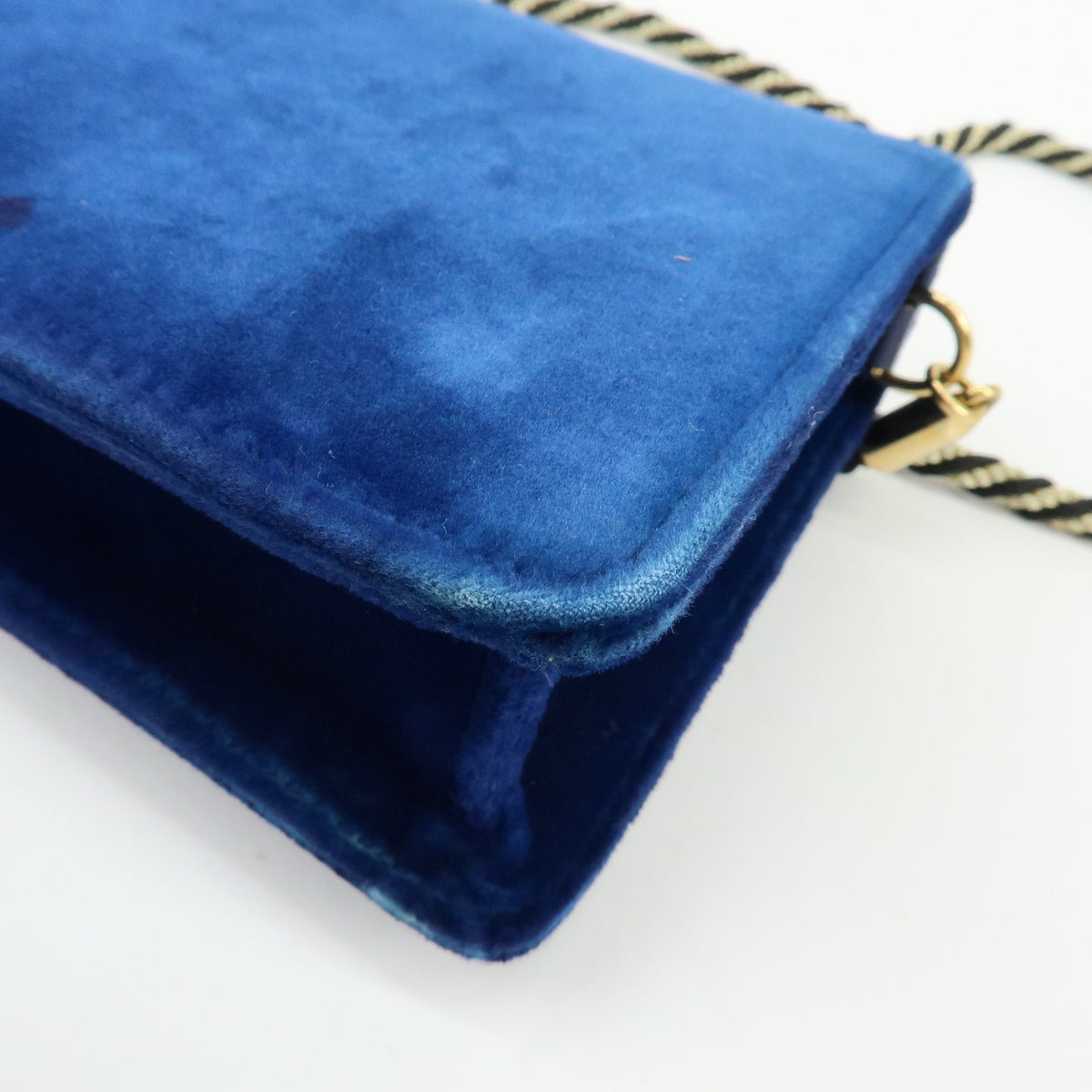 GUCCI Broadway Velvet Shoulder Bag Crossbody Bag Bijou Logo Navy 544242