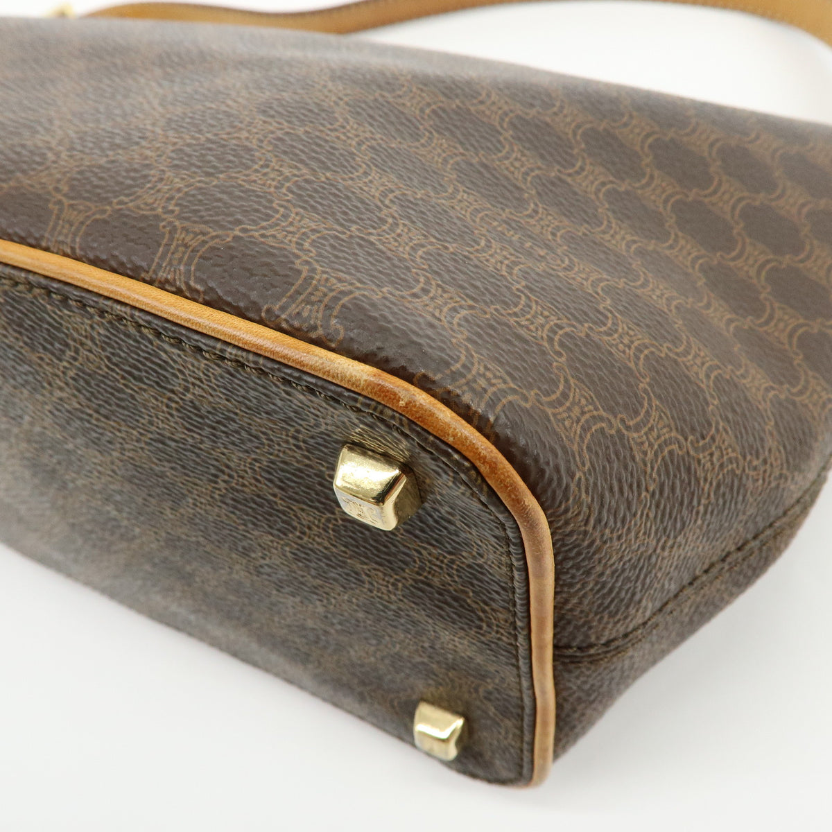 CELINE Macadam PVC Leather Hand Bag Shoulder Bag Brown