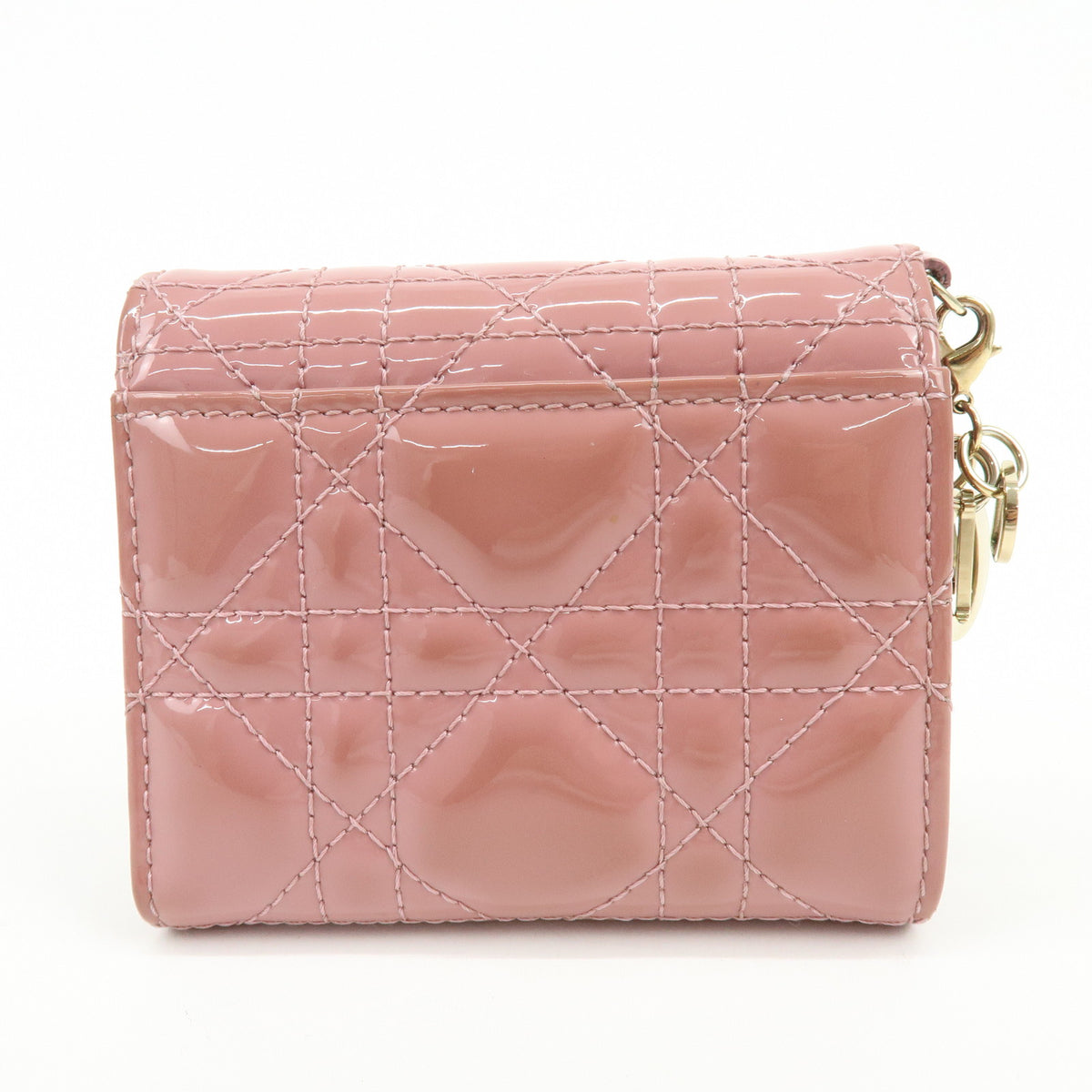 Christian Dior Lady Dior Cannage Patent Leather Bi-fold Compact Wallet