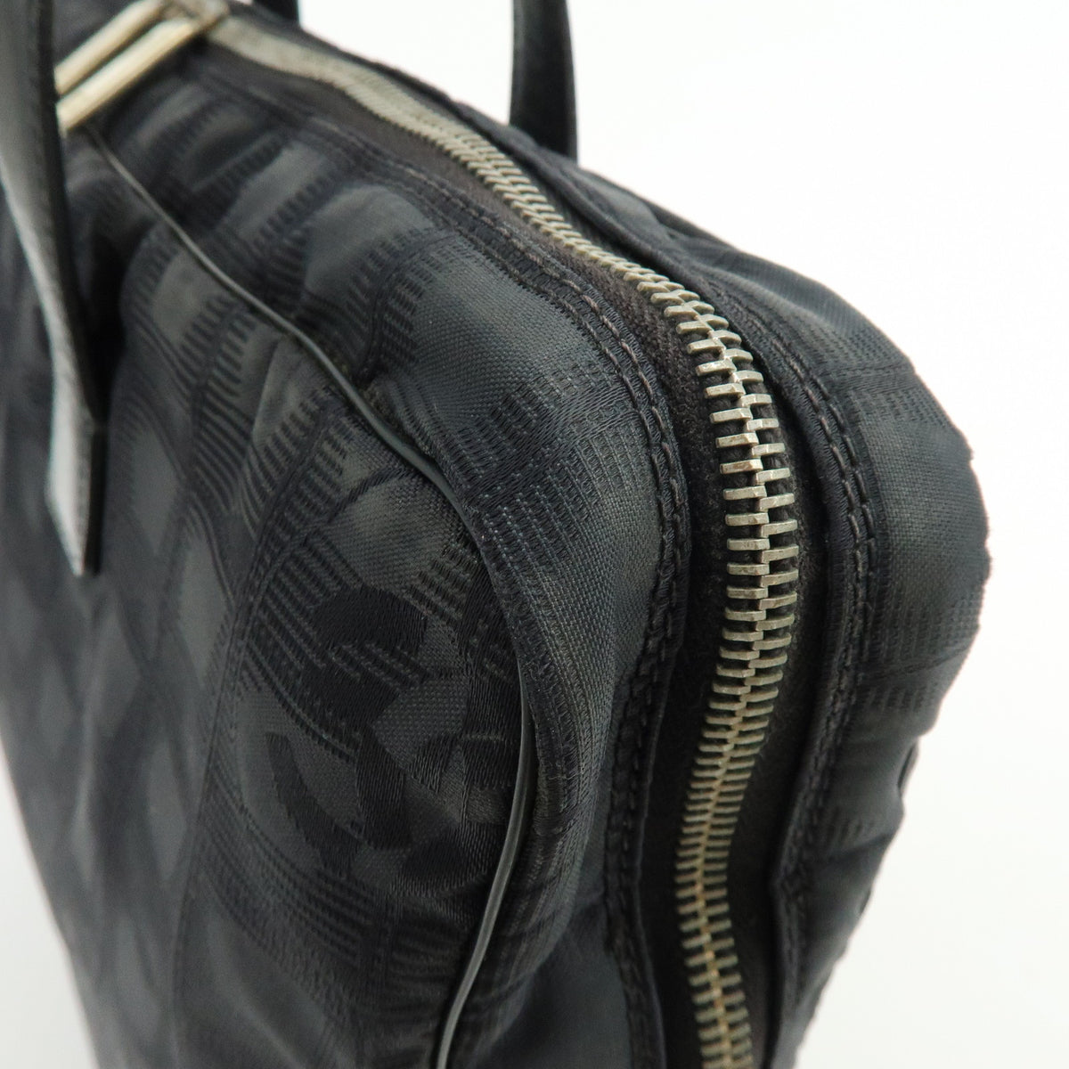 CHANEL New Travel Line Nylon Leather Briefcase Hand Bag Black A15974