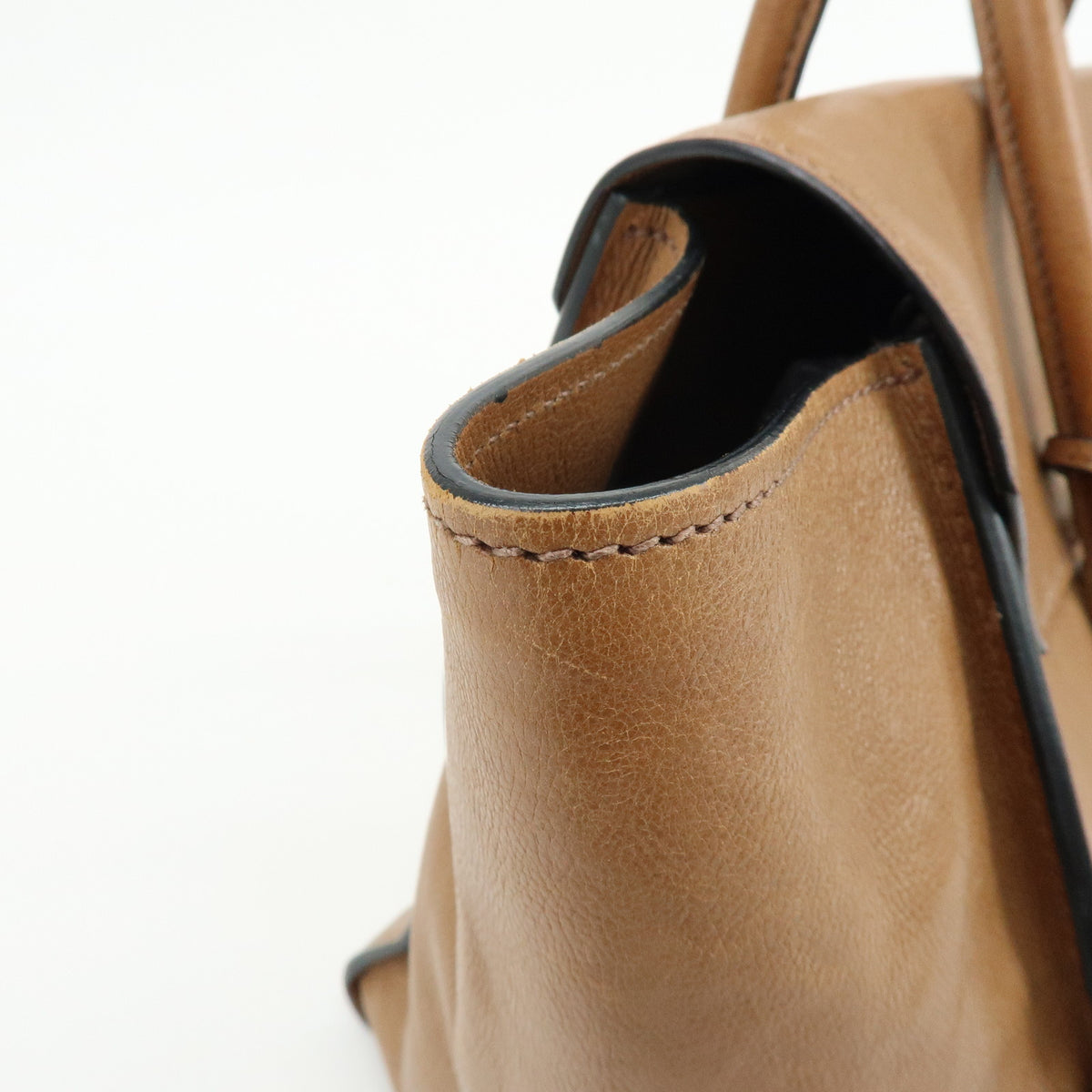 PRADA Triangle Logo Leather 2Way Bag Hand Bag Shoulder Bag Brown BN2661