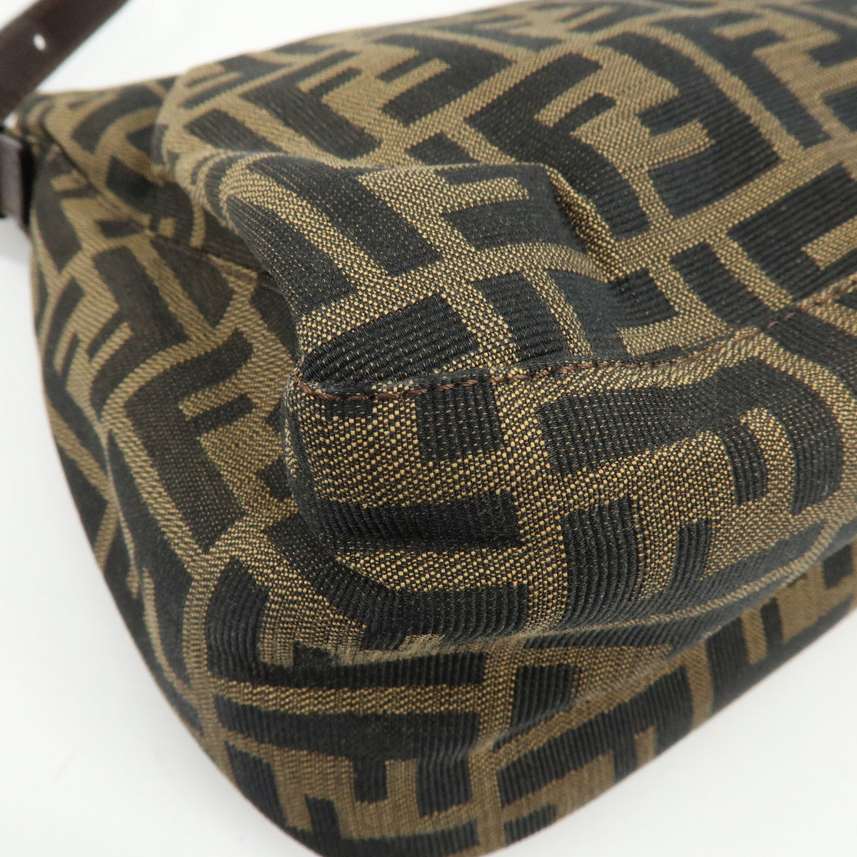 FENDI Zucca Mamma Baguette Canvas Leather Shoulder Bag Hand Bag 26325