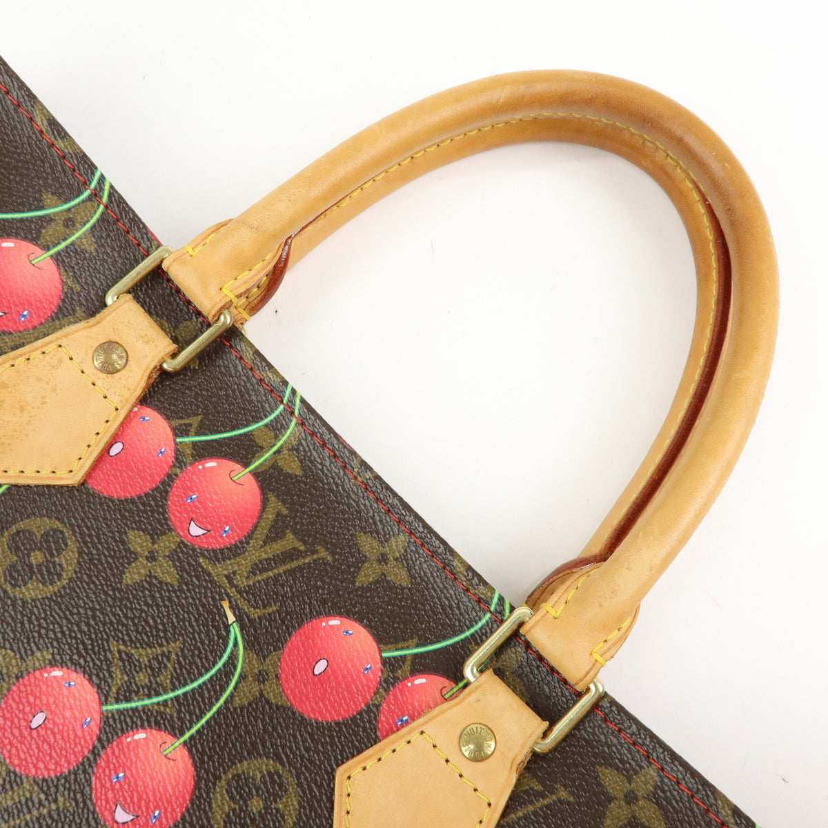 Louis Vuitton Monogram Cherry Sac Plat Tote Bag Brown Cherry M95010