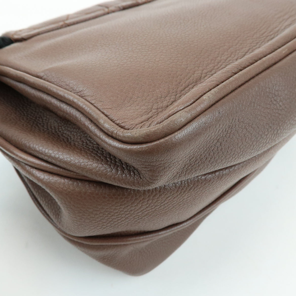CHANEL 2.55 Mademoiselle Lock Lamb Skin Chain Shoulder Bag Brown