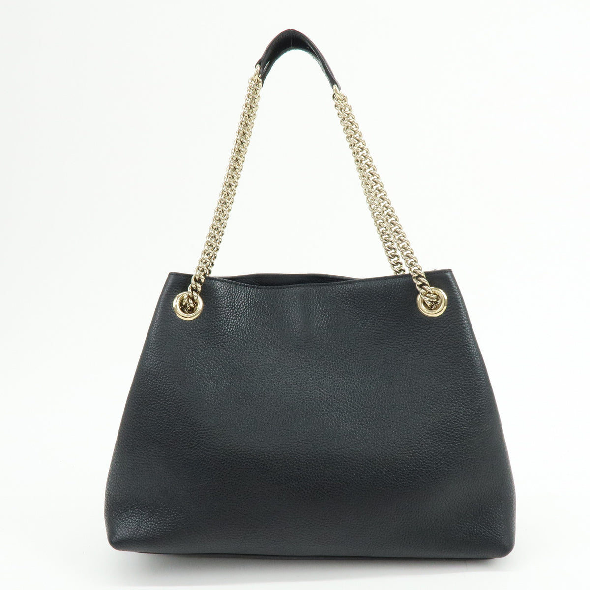 GUCCI SOHO Interlocking G Chain Leather Shoulder Bag Black 536196