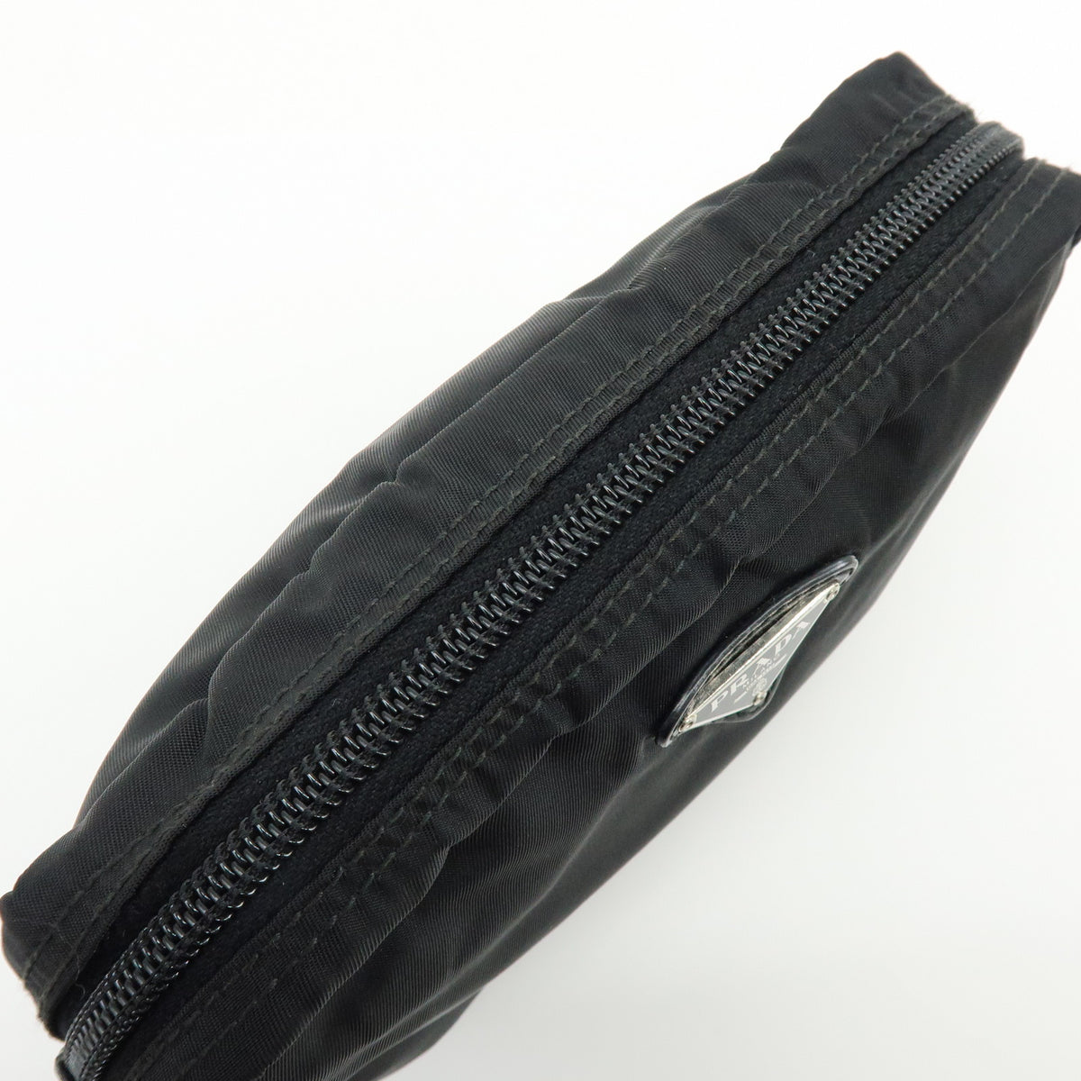 PRADA Triangle Logo Lot of 2 Nylon Pouch Cosmetic Case Black Khaki