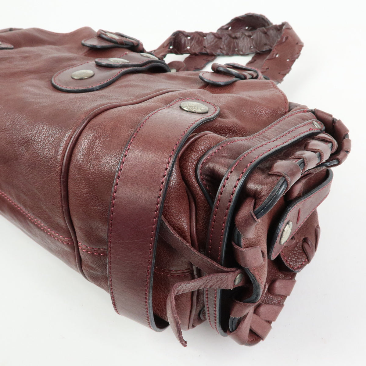 Chloe Silverado Leather Boston Bag Shoulder Hand Bag Brown
