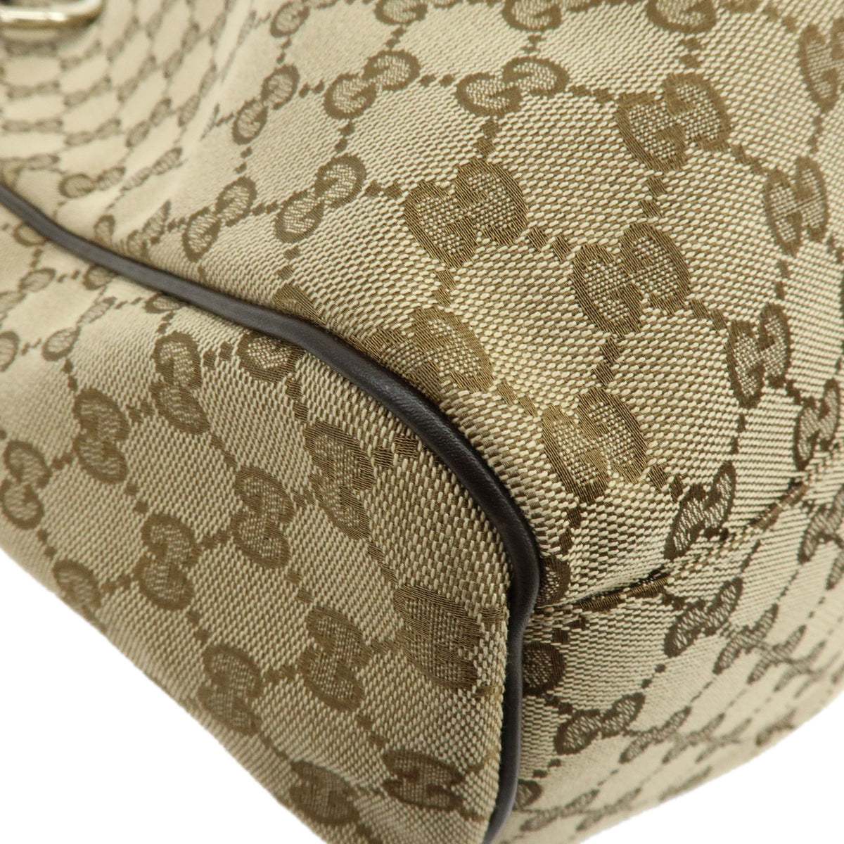 GUCCI Sukey GG Canvas Leather Hand Bag Beige Brown 362721